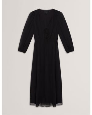 Ted Baker Print Midi Tea Dress - Black