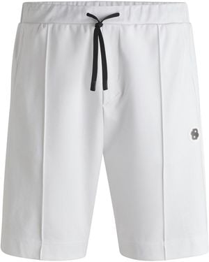 BOSS Headlo Tl Relaxed Fit Fleece Jogger Shorts - White