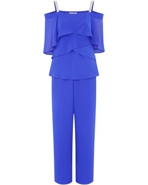 Gina Bacconi Darla Frill Top Trouser Set - Blue