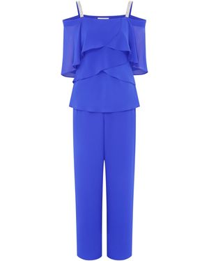 Gina Bacconi Darla Frill Top Trouser Set - Blue