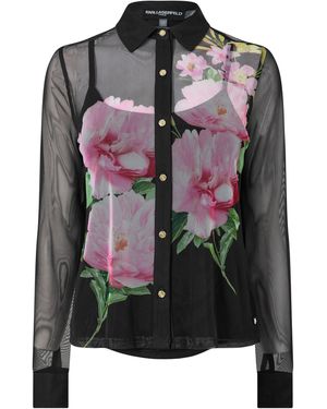 KARL LAGERFELD Sportswear Long Sleeve Patterned Shirt - Pink
