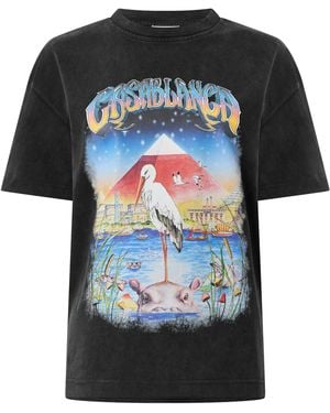CASABLANCA Logo Graphic Oversized T-Shirt - Black