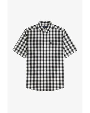 Fred Perry Patterned Short Sleeve Shirt - Black