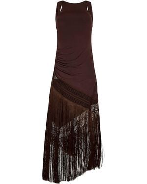 ANDAMANE Marisol Fringe Long Maxi Dress - Brown