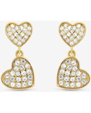 Jon Richard 18K Plated Micro Pave Heart Earrings - Metallic