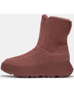 Fitflop Fit Flop F-Mode Shearling Flatform Boots - Red