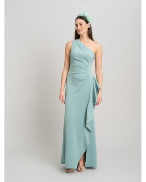 Gina Bacconi Darby One Shoulder Frill Dress - Blue