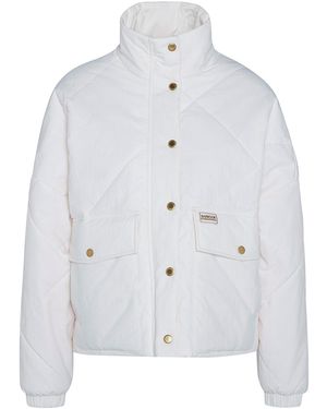 Barbour Zola Long Sleeve Stand Collar Quilted Jacket - White