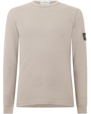 Calvin Klein Waffle Badge Cotton Long-Sleeve T-Shirt - Pink