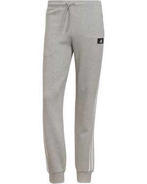 adidas Future Icons Stripes Closed Hem Fleece Jogger - Grey