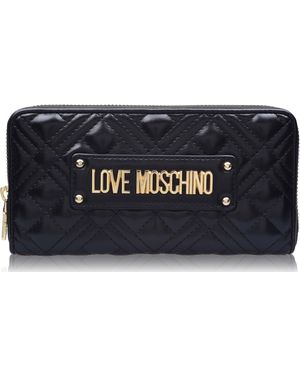 Love Moschino Quilted Logo Zipped Purse - Blue