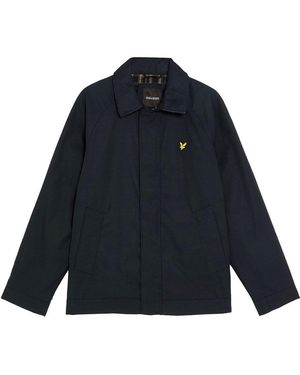 Lyle & Scott Tartan Lined Water-Resistant Harrington Jacket - Blue