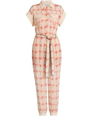 Gina Bacconi Natalia Palm Tree Print Jumpsuit - Pink
