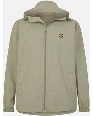 Lyle & Scott Zip Through Cotton Wind Resistant Long Sleeve Hooded Rain Anorak - Green