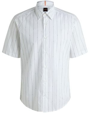 BOSS Rash Stripe Short-Sleeve Patterned Shirt - Blue