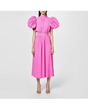 ROTATE BIRGER CHRISTENSEN Puff Sleeve Midi Dress - Pink