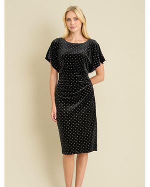 Gina Bacconi Iris Studded Draped Velvet Midi Dress - Black