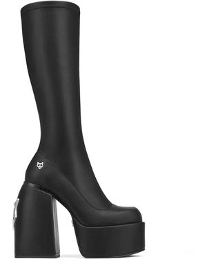 Naked Wolfe Spice Faux-leather Knee-thigh Heeled Boots - Black