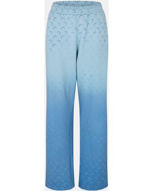 Marine Serre Ms Moon Open Hem Woven Joggers - Blue
