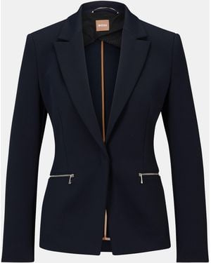 BOSS Jeneta Hook Fastening Long Sleeve Slim Fit Blazer - Blue