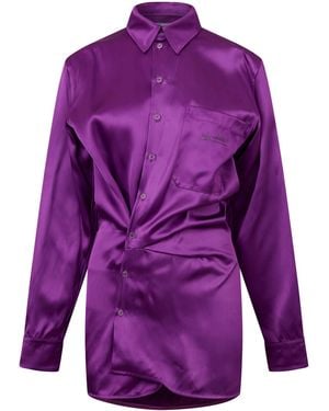 Off-White c/o Virgil Abloh Duchesse Twist Front Short Sleeve Shirt - Purple