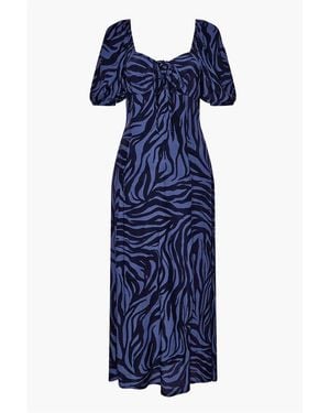 Great Plains Zebra Short-Sleeve Maxi Dress - Blue