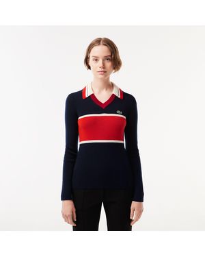 Lacoste Long-Sleeve Contrast T-Shirt - Red