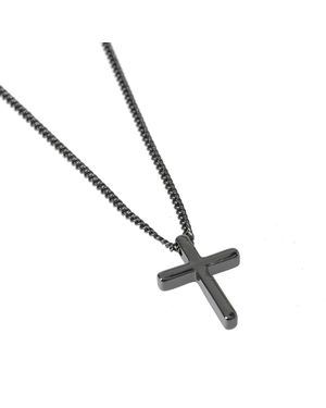 Fabric Cross Necklace - Metallic