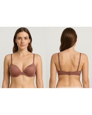 Valbonne 2 Pack Smooth T-Shirt Bra Underwired - Brown