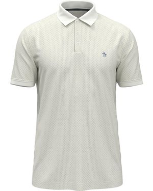 Original Penguin Dobby Textured Short Sleeve Polo Shirt - Grey