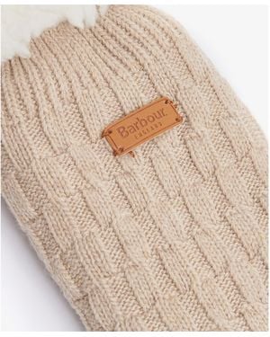 Barbour Cable Knit Lounge Socks - Natural