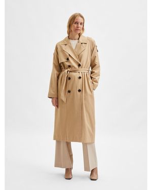 SELECTED Bern Water Resistant Cotton Long Sleeve Trench Coat - Metallic