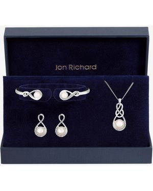 Jon Richard Pearl And Crystal Infinity Trio Set - Blue
