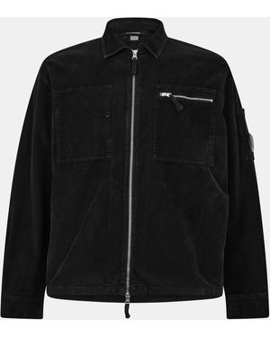 C.P. Company Corduroy Long Sleeve Zip Overshirt - Black