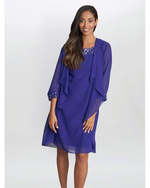 Gina Bacconi Joseline Short Chiffon Jacket Dress - Blue