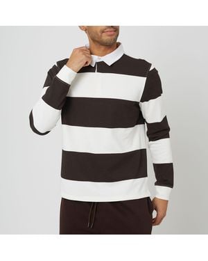 Brave Soul Long Sleeve Rugby Polo Shirt - Multicolour