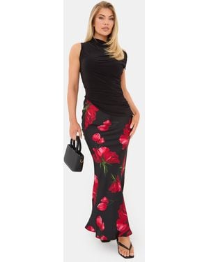 I Saw It First Satin Bias Cut Maxi Skirt - Red