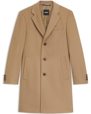 BOSS Hbb Hyde Long Sleeve Lapel Overcoat - Natural
