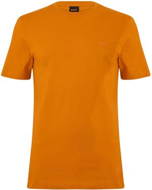 BOSS Tales T-Shirt With Logo Patch Premium Cotton - Orange