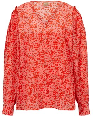 BOSS Baluta Long Sleeve Blouse - Red