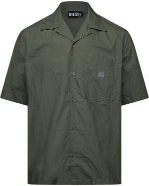 DIESEL S-Mac-B-Out Camicia Short Sleeve Plain Shirt - Green
