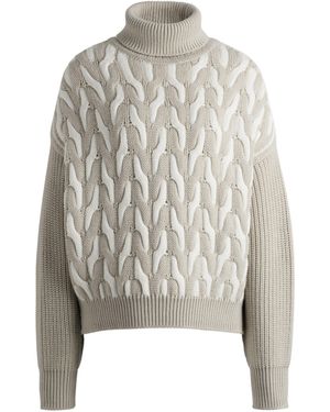 BOSS Ferdolia Knitted Crew Neck Jumper - Grey