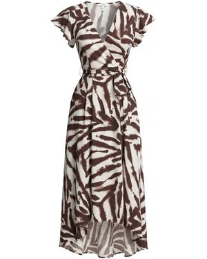 AX Paris Animal Print Belted Wrap Midi Dress - Metallic