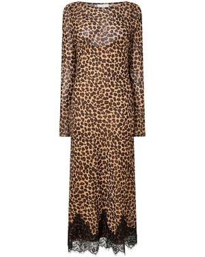 Never Fully Dressed Leopard Print Short-Sleeve Maxi Dress - Brown