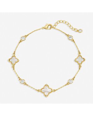 Jon Richard Mother Of Pearl Crystal Clover Bracelet - Metallic