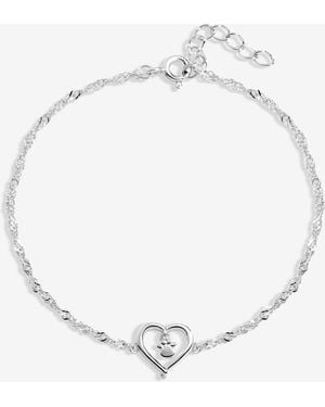 Simply Silver Sterling 925 Polished Paw Print Bracelet - Metallic