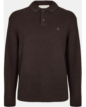Jack Wills Ls Button Knit Polo - Brown