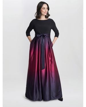 Gina Bacconi Ingrid V Neck Back Satin Maxi Dress - Purple