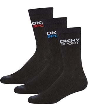 DKNY 3 Pack Sport Socks Dogwood - Black