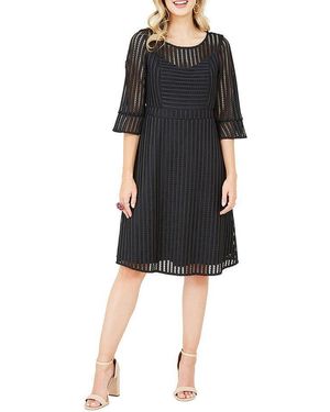 Yumi' Fishnet Skater Dress - Black